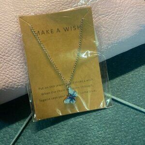 Marbled Blue Butterfly Make a Wish Necklace